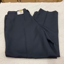 40W x 32L Roundtree  Yorke Travel Smart Dress Pants Classic Flat Front Navy New