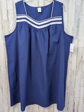 Croft Barrow Seersucker Nightgown Womans Plus 4X Blue Eyelet Lace Short NWT