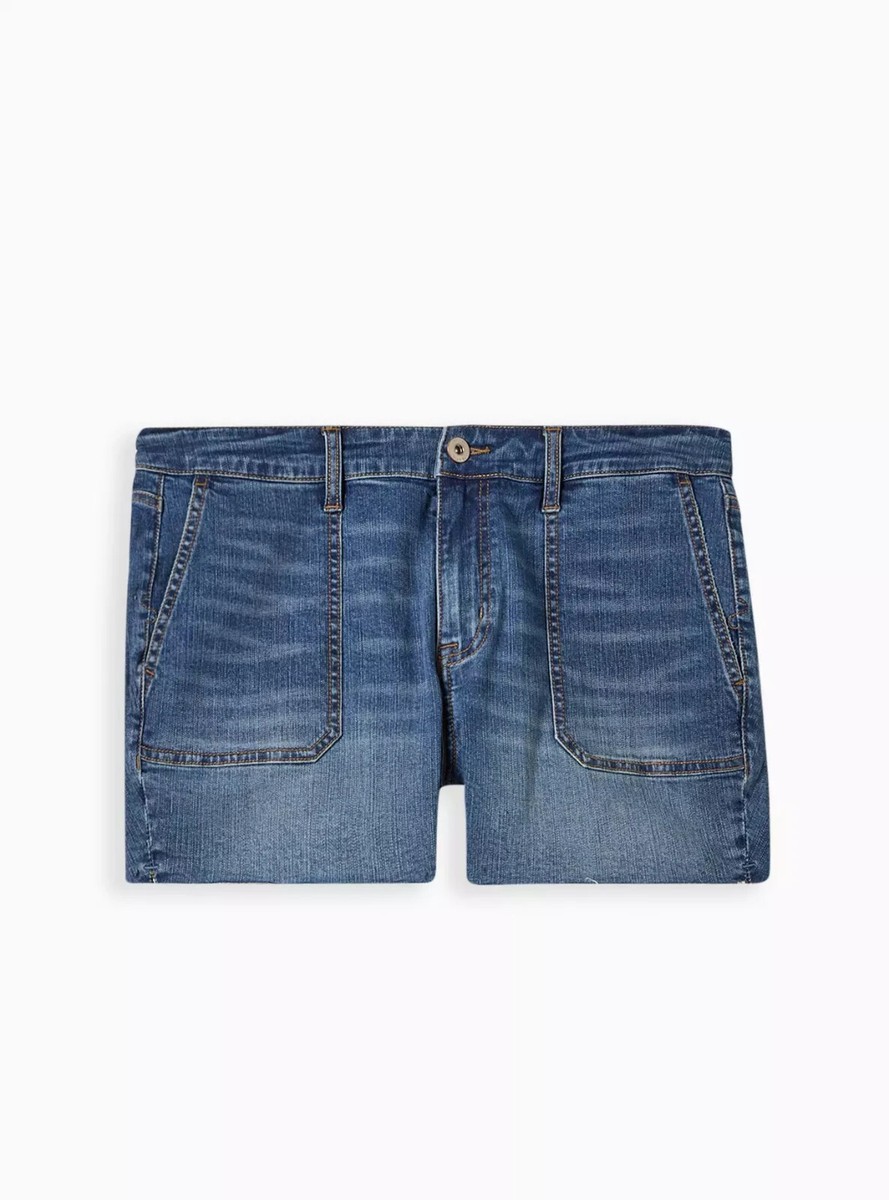 Torrid 3.5 Inch Vintage Raw Hem Stretch High-Rise Short Blue 26