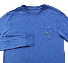 Vineyard Vines Long Sleeve Pocket Tee Whale Graphic Blue Youth Large 16 
