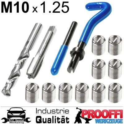 SATRA 25-tlg Spezial Gewinde M10 x 1.25 Reparatur Nachschneiden Werkzeug Helicoil Set