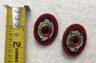 Vintage Costume Jewelry Ruby Red Oval Gems Clip On Earrings Clunky Big — photo 2