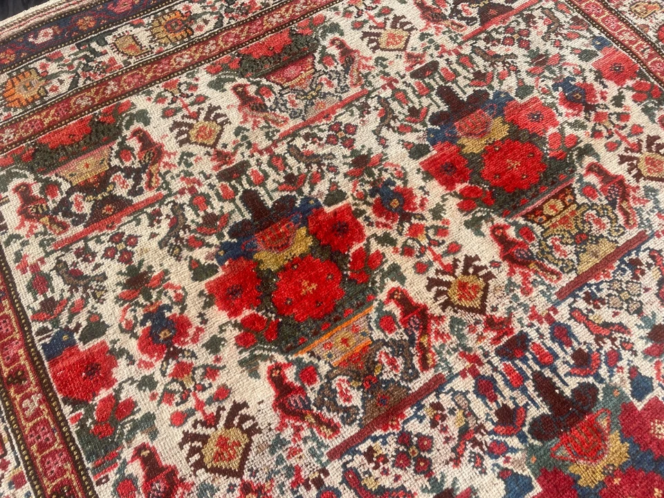 exceptional antique Malayer Persian rug Zili Sultan tapis persan teppich flowers - Photo 4/4