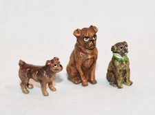 Vienna Bronze Miniature Tiny Bermann Pug Dogs Brown x3