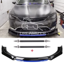 For Chrysler 200C 2011-2017 Gloss Front Bumper Lip Spoiler Splitter + Strut Rods