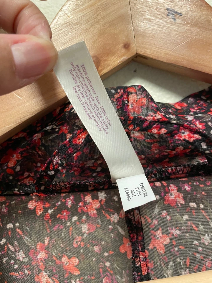 Cacique Womens Robe Plus Size 22/24 Floral Chiffon Lace Belted Sheer Romantic - Image 4 of 4