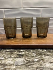 Set Of 3 Crisa Boston Mocha Glasses Tumblers 5 3/8”