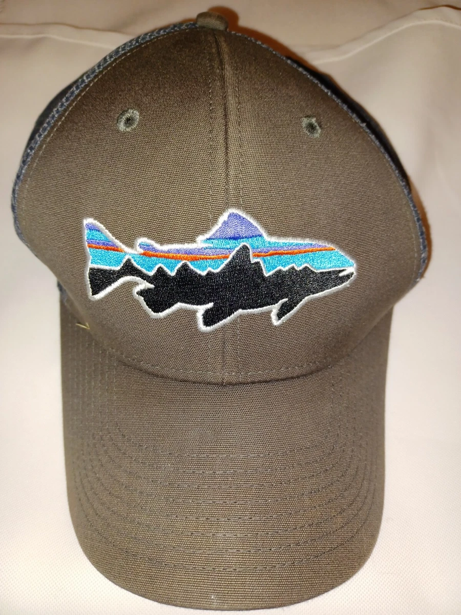 PATAGONIA "Fitz Roy Trout" Trucker Hat snapback Fish logo gree grey baseball  cap | eBay