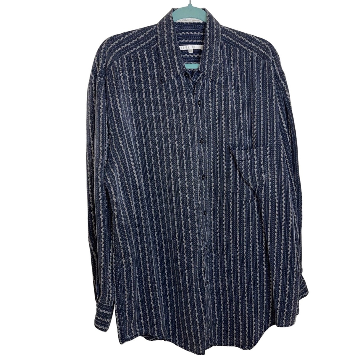 Perry Ellis Shirt Vintage Mens Size Large Gray Button Down Long