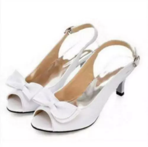 Damenschuhe Pfennigabsatz Peeptoe-Slingpumps Sandalen Übergröße - Bild 22 von 26