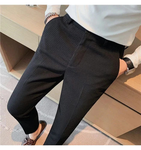 Business Casual Suit Pants For Men Clothing Fit Formal Wear Trousers 36 - Imagen 21 de 30