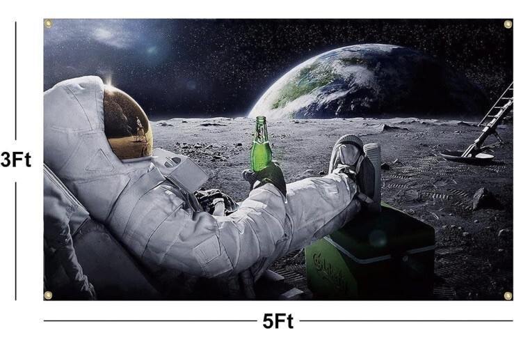 Astronaut Drinking Carlsberg Beer on the Moon 3x5 Feet Flag College Dorm Banner