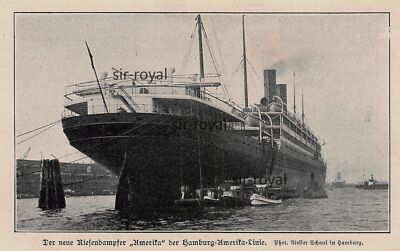 Giant Steamer America - Hamburg America Line - 1905 ~13x8cm -