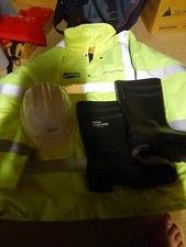 Steel Toe Cap Wellies Coat And Hard Hat. Worker Bundle