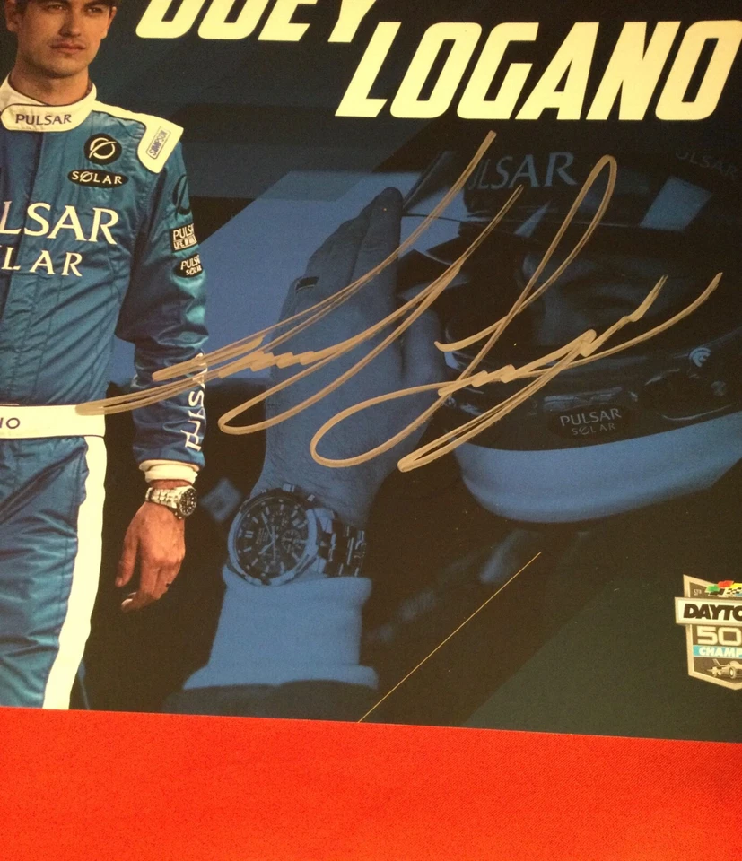 Joey Logano autografiado héroe o tarjeta autógrafa 8x10 Pulsar relojes Nascar. Foto 2 de 3