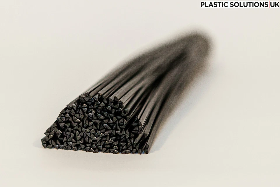 PP/EPDM plastic welding rods 3mm triangle shape, black pack of 10-60 pieces