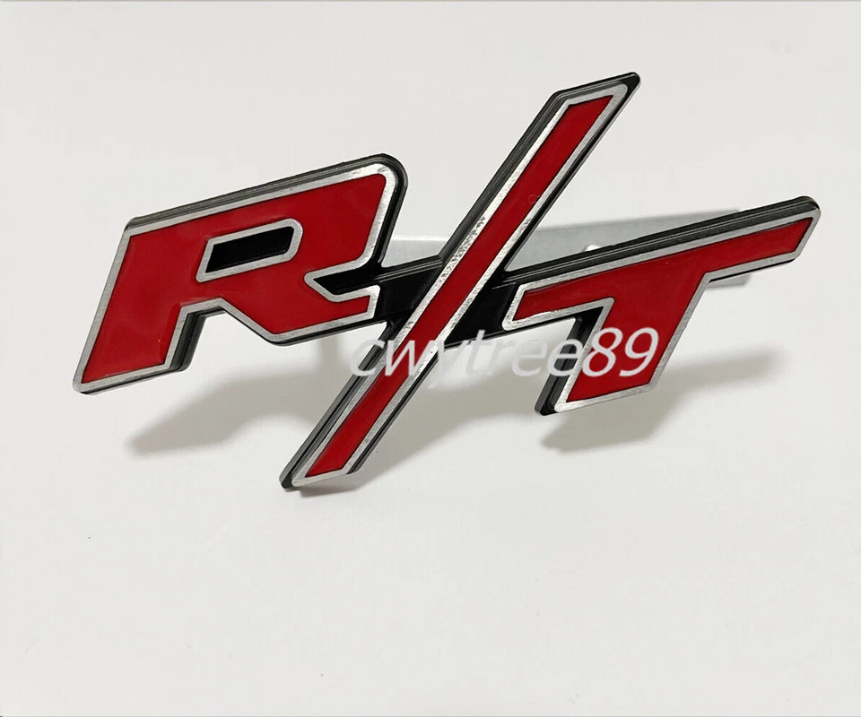 2X OEM For RT Front Grill Emblems R/T Trunk Side Sticker Red Silver Car Badge - Image 2 of 3