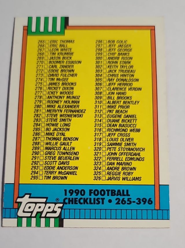 1990 Topps Checklist: 265-396 #499b VAR, CL