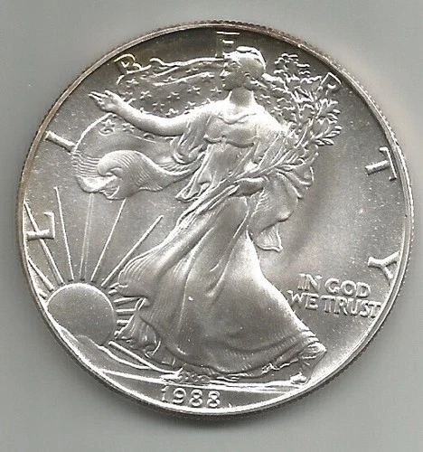 1988 AMERICAN EAGLE SILVER DOLLAR 1 OZ .999 FINE - UNCIRCULATED CONDITION - L@@K