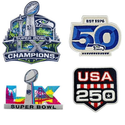 #ad #ad Super Bowl 60 Patches Seahawks 50th Anniversary Embroidery iron on Patch 4 PC $22.79