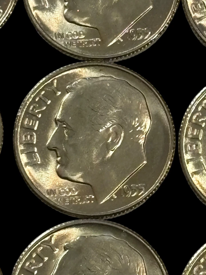  (50) ROLLO DE MONEDAS MONEDAS DE DIEZ CENTAVOS ROOSEVELT 1955 S ESTADOS UNIDOS ELECCIÓN MONEDAS DE ESTADO COMO NUEVAS Foto 3 de 4