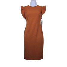 Calvin Klein Womens Flutter Sleeve Almond Rust Sheath Dress Size 2 NWT