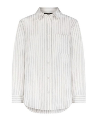 Mayson The Label White with Black Stripes Button Down Shirt NWT Size 4