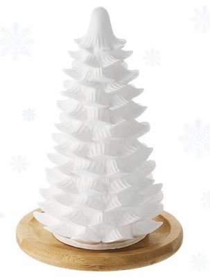 White Christmas Tree Ceramic Passive Essential Oil Diffuser Gifts W Wood Stand