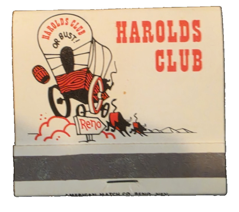 Vintage Matchbook Harolds Club Reno Nevada Unused Large Variation Rare