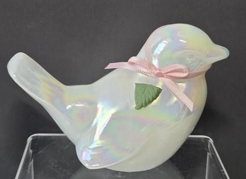 Fenton White Irridescent Fenton Bird-Leaf Is Broken