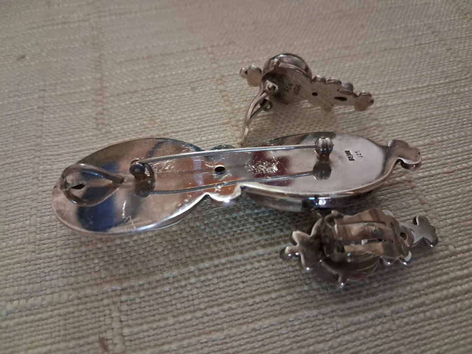 Juego de alfileres/colgantes y pendientes Bali 925 plata ojo ágata gema preciosa Foto 4 de 4