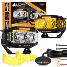 AUXBEAM 4"inch 72W LED Work Light Spot Cube Pods Bar Driving Fog Lamp Amber DRL