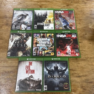 Xbox One Game Lot of 8 Games discs NBA, Diablo, Ryse, Watchdogs, & Others