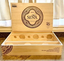 SENA Wines Chile 6-Pack Wine Box with Lid Wooden Crate FREE SHIP Lay Down Ornate
