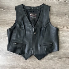 XPERT Performance Leather Vest Mens XLarge Black Full Zip Snug Fit