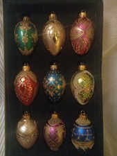 9 Beautiful Oval Shaped Glass Christmas Baubles Decorations Luxury Ornaments