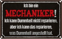 Blechschild 12X18 Cm Bin Mechaniker Kann Reparieren Spruch Zitat Deko Geschenk M
