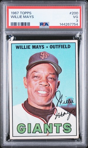 1967 Topps WILLIE MAYS #200 HOF San Francisco Giants PSA 3 New Label