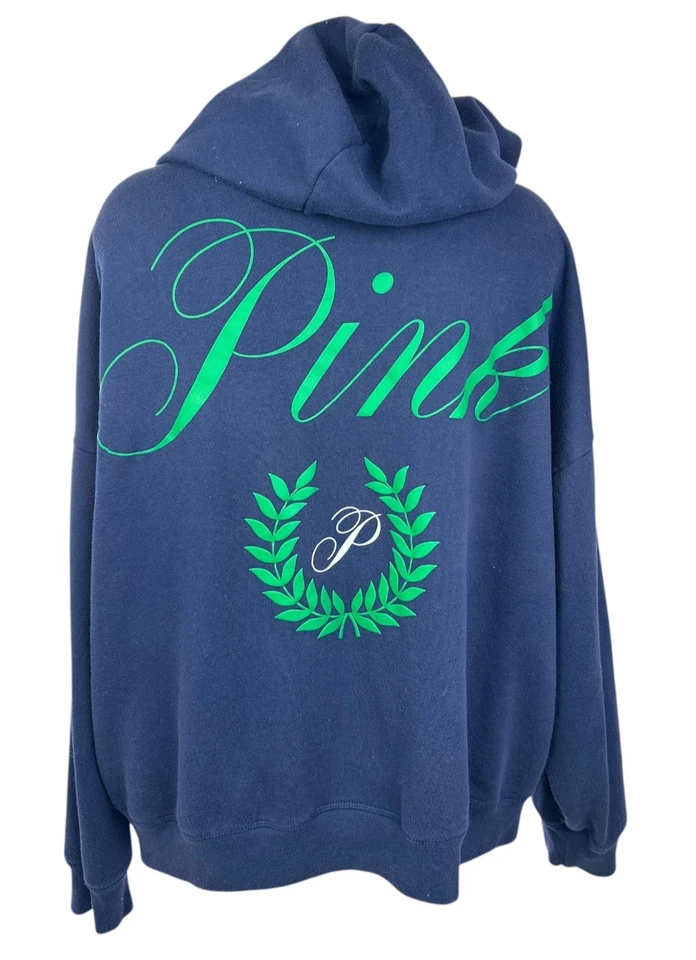 Chaqueta con Capucha Rosa Victoria's Secret XXL Azul Marino Canguro Bolsillos Algodón/Poliéster Foto 3 de 4