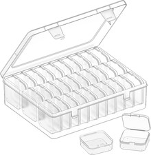 Bead Organizer Box, 31 Pcs Clear Plastic Storage Containers with Hinged Lids Min