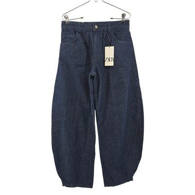 Zara Jeans Womens 2 Blue The ZW Monster Balloon High Rise Barrel Leg Denim NWT