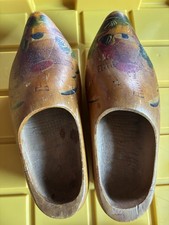 Vintage Genuine Hand Carved Hand Painted Wooden Dutch Clogs Holland Shoes