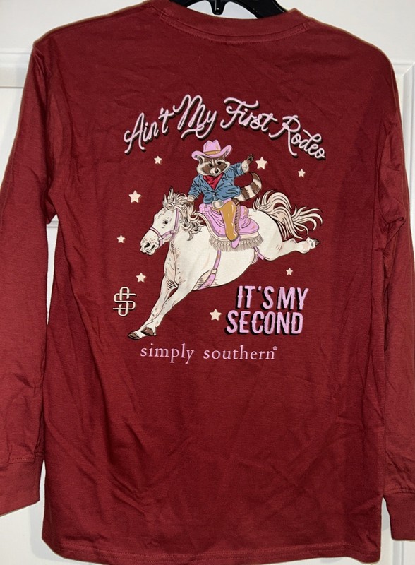 Simply Southern Collection Girls L/S T-Shirt Ain’t My First Rodeo Large NWT