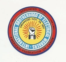 IBEW International Brotherhood Electrical Workers UNION left-handed fist Sticker