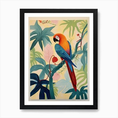 Tropischer Papagei 1 Kunstdruck gerahmt Wandbild Poster Leinwanddruck Bild