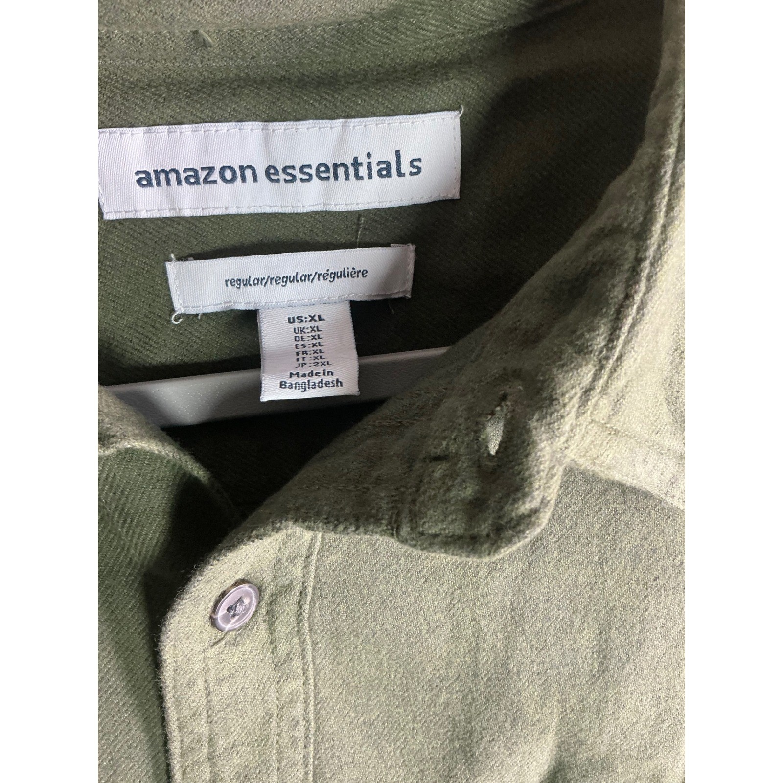 Amazon Essentials Mens Flannel Shirt Olive Green Regular Fit XL MAE25001FL18 thumbnail 3