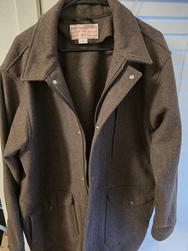 Filson Garment Men’s Brown Wool Mid-Length Jacket Zip/Button Front Size XXL image 2