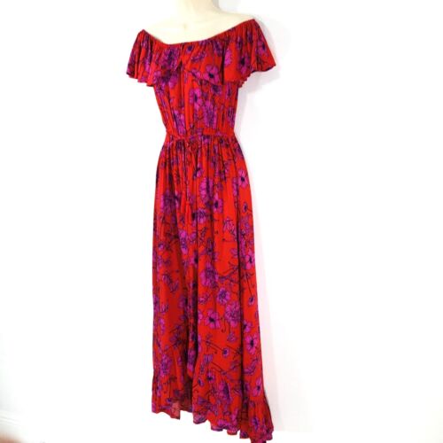B O G Collective/ Band of Gypsies Maxi Dress Sz S Ruffle Hem Stretch Waist NWT - Picture 5 of 14