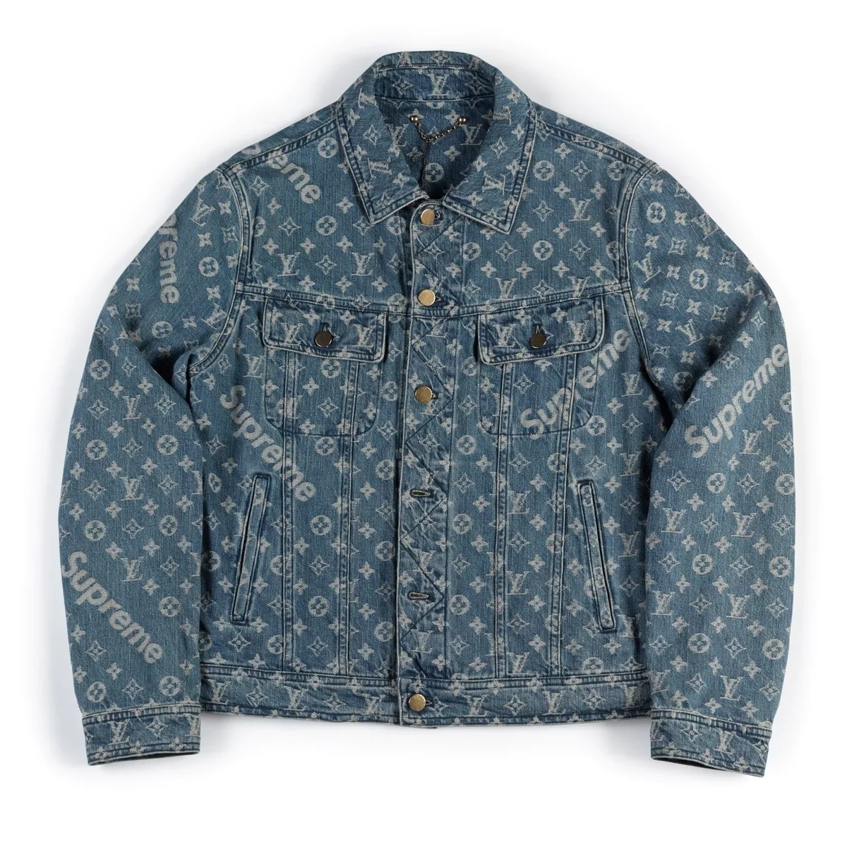 Supreme x Louis Vuitton Jacquard Denim Trucker Jacket Blue