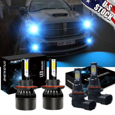 For Dodge Ram 1500 2500 3500 2006-2009 - 4X LED Headlight Fog Light Bulb Kit C9L